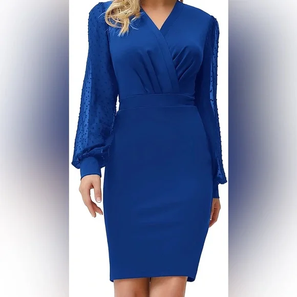 Grace Karin | Dresses | Nwt Grace Karin Pencil Work Long Sleeve V Neck  Bodycon Business Dress Size M | Poshmark